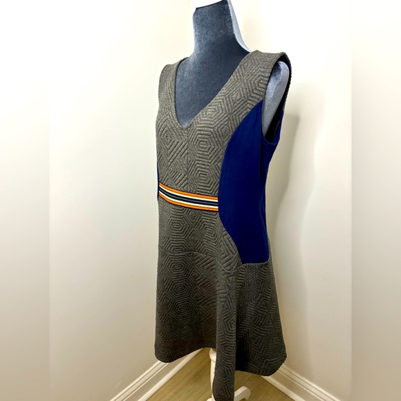 NWT Anthropologie Maeve Grey & Blue Ludlow Quilted Panel Mini Size L - Picture 3 of 10